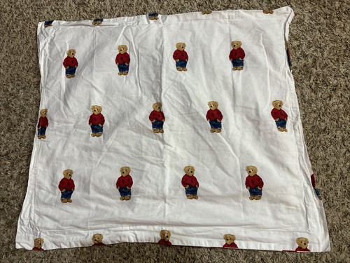 4 Piece Polo Bear Ralph Lauren Preppy Bear Sweater Pillowcase & Pillow Shams - Picture 17 of 19