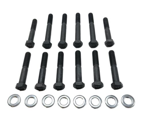57-64 Chevy V-8 Exhaust Manifold Bolt & Washer Set Correct Head Markings New - Picture 2 of 5