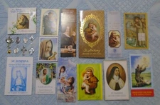 LOT of 20 Vintage Religious Catholic Various Medals, Prayer Cards, + Other items