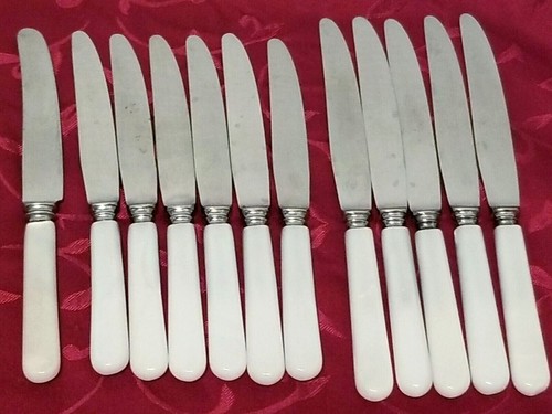 Lot of 12 Vintage Dinner Knives 11 Hudson 1? Opalescent Handles Stainless Steel - Picture 3 of 9
