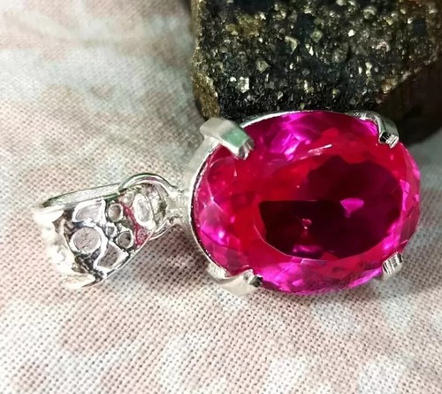 Certified 20.60 Ct+ Natural Pink RUBY 925 Solid Silver Pendant Loose Gemstone - Picture 2 of 7