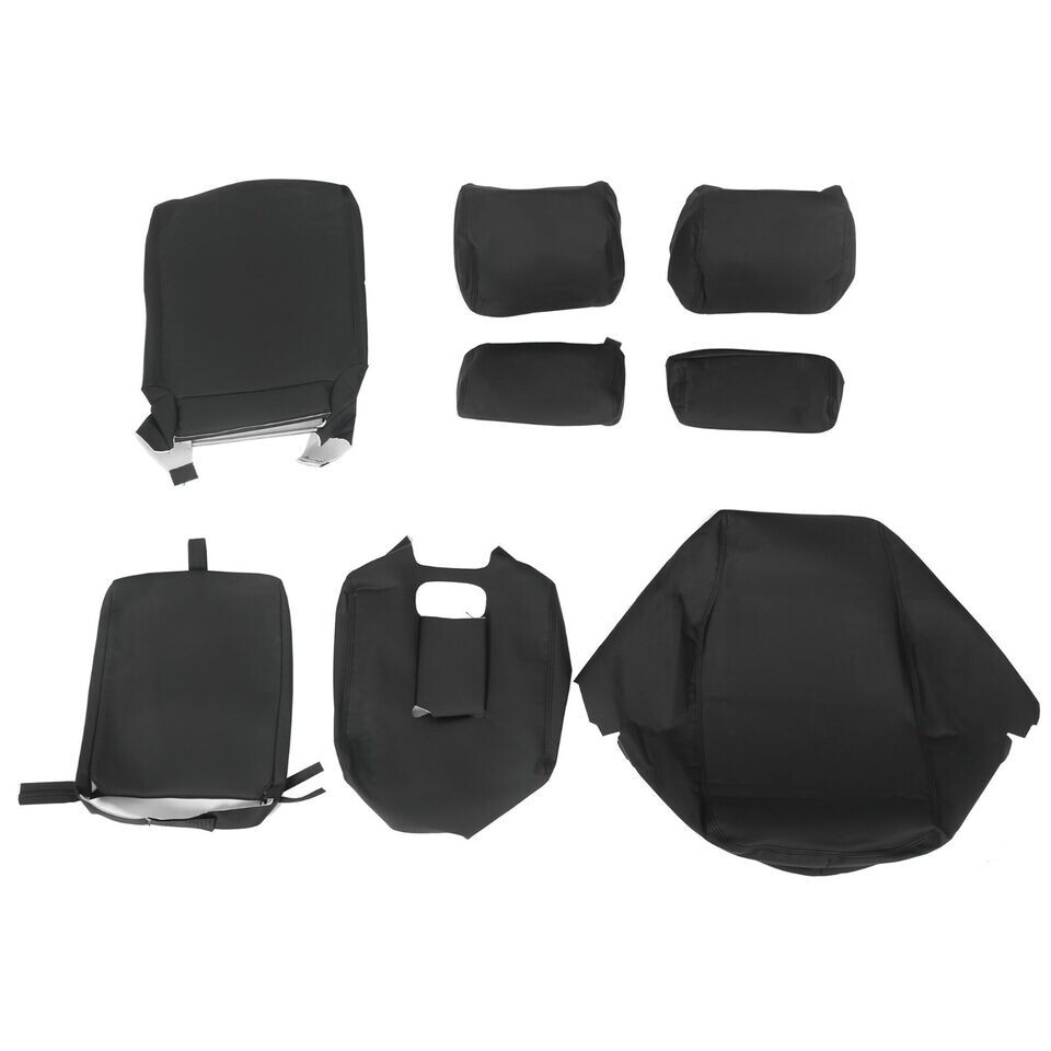 Black Seat Covers Set For 20142018 Chevy Silverado Crew Cab LT 15 16