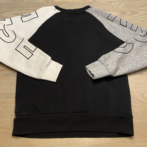 Converse Crewneck Sweatshirt Boys L Colorblock Spellout Sleeves Black Gray White - Picture 13 of 19