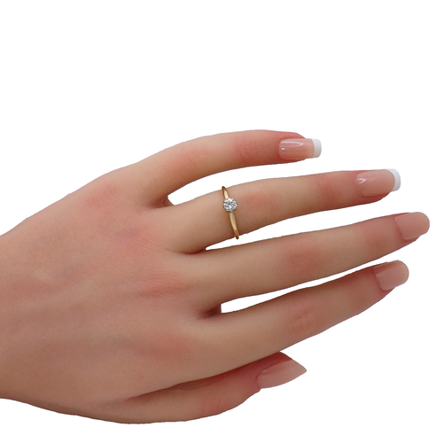 14K Gold natürlicher runder Diamant Solitär Verlobungsring Gr.6 - Bild 6 von 10