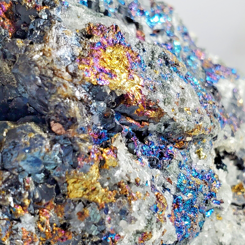 223 Stunting Sphalerite iridescente calcopirite bornite quarzo esemplare a grappolo - Foto 10 di 15