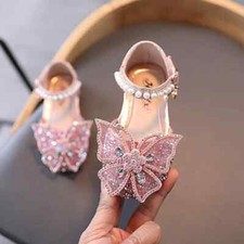 Sequins Rhinestone Bow Girls Princess Shoes Baby Girl Shoes Flat Heel Sandals