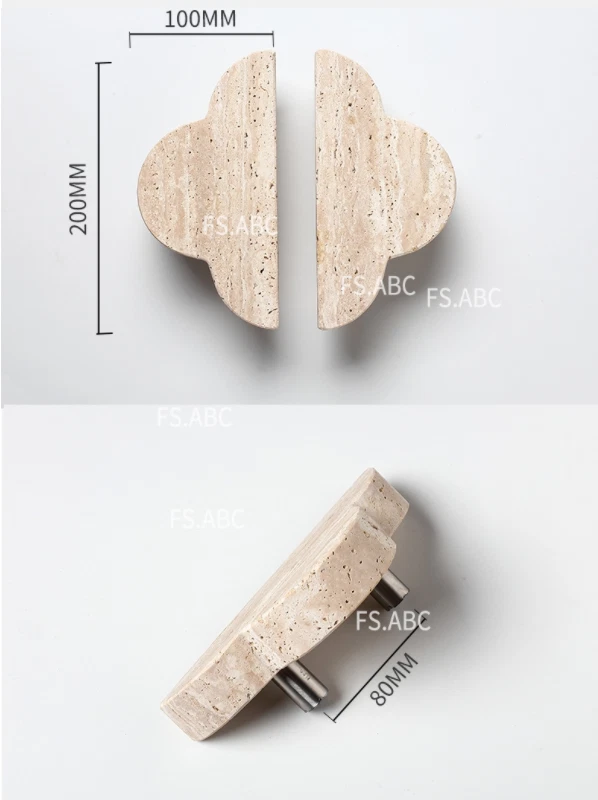 2件装天然罗马Travertine大理石门把手装饰复古门把手 — 第 4/4 张图片