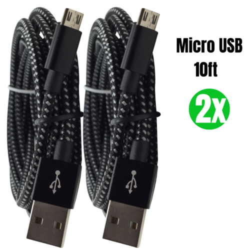 2 Pack 10Ft Micro USB Cable Fast Charger Charging Plug Samsung S7 S6 Android LG - Picture 10 of 12