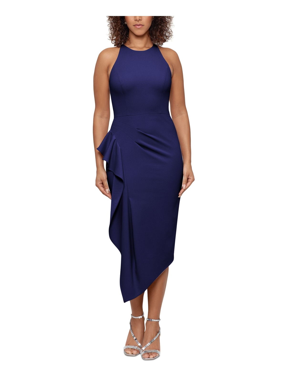 Женское темно-синее приталенное платье BETSY & ADAM с асимметричным подолом и подкладкой Petites 8P