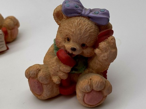 Vintage Cute Creations Collection Of 12 Teddy Bears Figurines In Display Rack - Picture 7 of 12