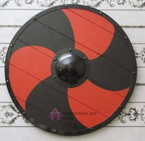 Medieval Wooden Viking Round Shield Battle Armor Replica Engraved Carved stylish - Picture 2 of 10