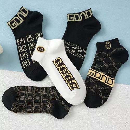 5 Pair Designer Stylish Short Socks Breathable Unisex Cotton Socks - Picture 6 of 26