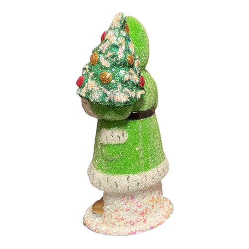 Ino Schaller Green Beaded Santa German Christmas Paper Mache Candy Container - Picture 4 of 5