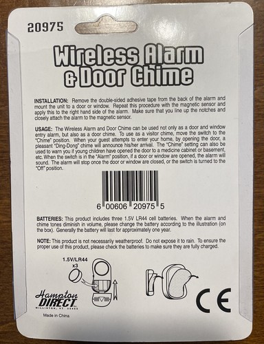HDI Home Security Wireless Alarm Faux Wood Door Chime Battery Operated New - Picture 3 of 3
