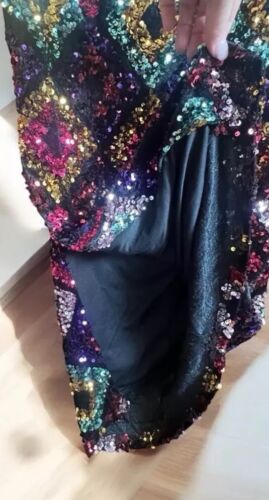 Topshop Black Multicolor Diamond Sequin Maxi Skirt Women's Size 6 US NWT - Picture 10 of 12