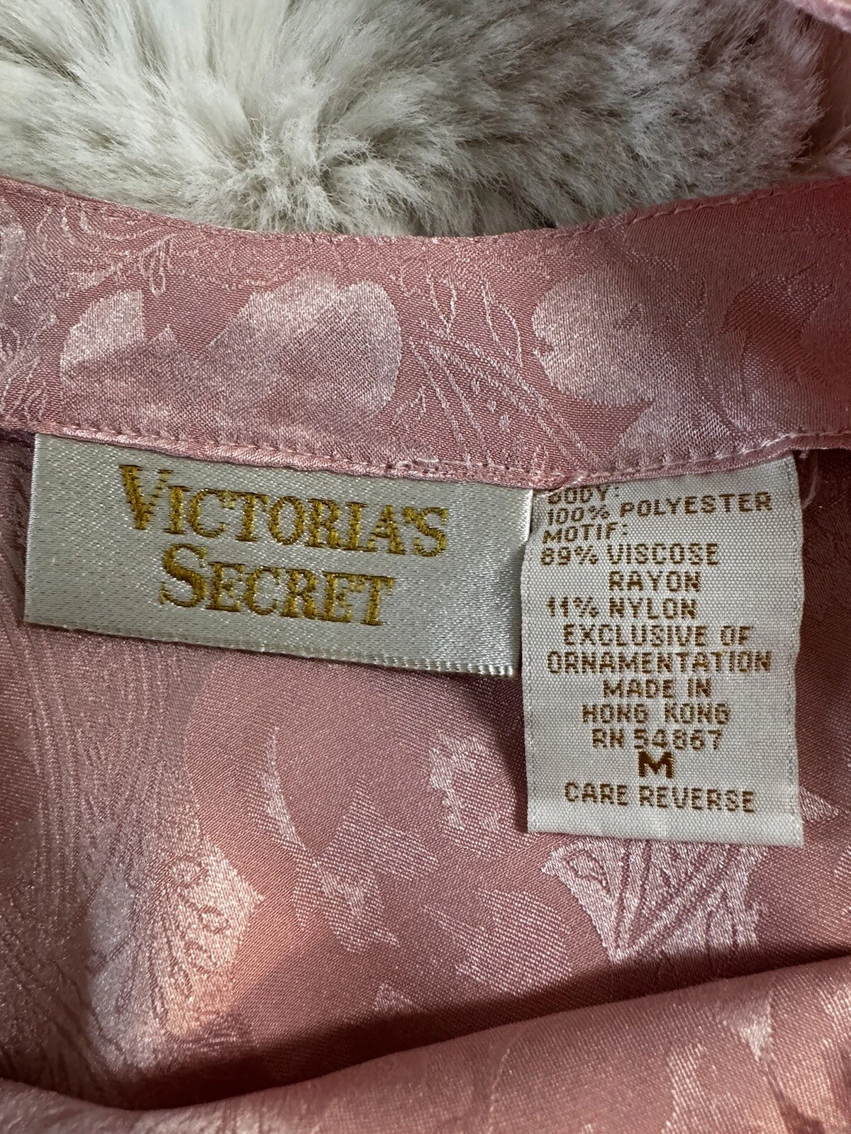 UNDERCOVER Camicia slip vintage Victoria's Secret taglia M raso e pizzo anni '80 rosa