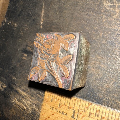 Print Block “ Rose Bush “ Copper Face Block. Nice Details! - Picture 2 of 4