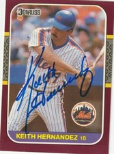 KEITH HERNANDEZ  NEW YORK METS  SIGNED 1987 DONRUSS OPENING DAY CARD #124