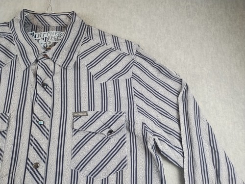 Mens Shirt Western Large Southern Thread Multicolor Striped Diamond Pearl Snap - Picture 8 of 24