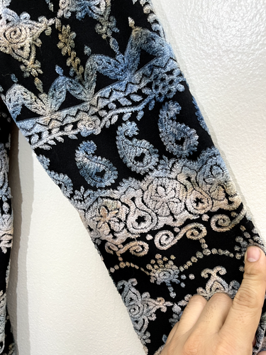 Citron Burnout Velvet Fairy Grunge Paisley Top M Art Boho Maximalist Whimsygoth - Picture 11 of 18