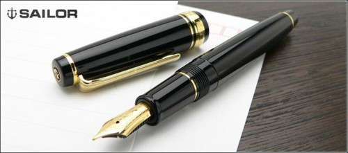 Sailor Professional Gear Slim Gold Fountain Pen Black Medium Nib 11-1221-420 - Picture 4 of 5
