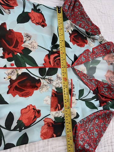 Alice & Olivia Ladies Colourful Satin Floral Long Sleeves Shirt Size M - Picture 8 of 11
