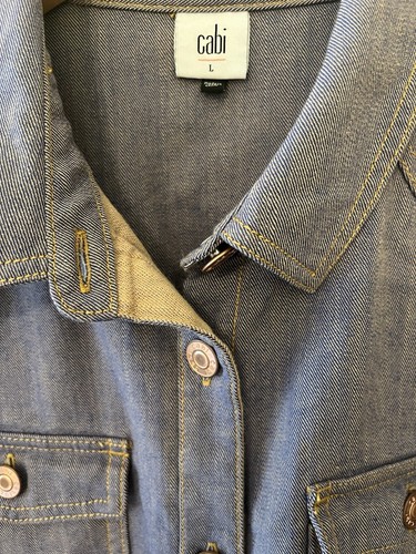 CAbi Workshop Jacket Women’s Large Blue 4299 Button Front Denim Shirt - Picture 4 of 8