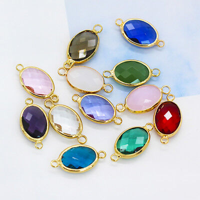 20 oval Framed Glass Pendant Earrings Necklace Findings Connector 13x18mm 2 ring