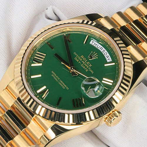 Rolex Day Date Green Fluted Yellow Gold Presidential MINT COMPLETE SET 228238 - Picture 12 of 22