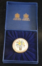 Halcyon Days 1¾" English Enamel Floral Themed Trinket Box w Gift Box