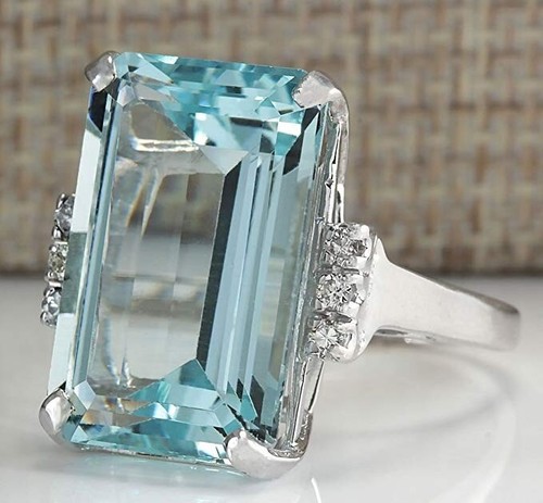 Women's Aquamarine Ring Diana Royal Replica Size 6, 7, 8, 9, 10 Silver Plated - Picture 14 of 16