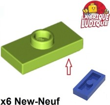 LEGO 6x Plate Modified 1x2 1 Stud Without Groove (Jumper) Grün Lemon/Lime 3794a