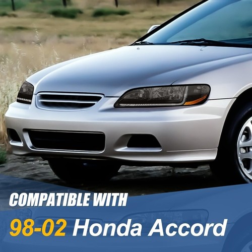 For 1998-2002 Honda Accord Smoked Lens Headlight Head Lamps w/ LED DRL Pair - Picture 2 of 7
