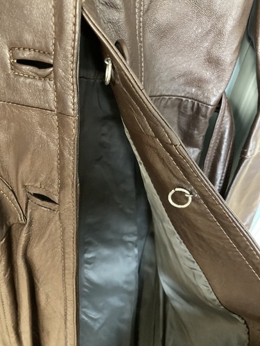 Damen Vintage Creaciones Exclusivas braun weiches 100 % Leder Trenchcoat Größe 9/10 - Bild 6 von 8