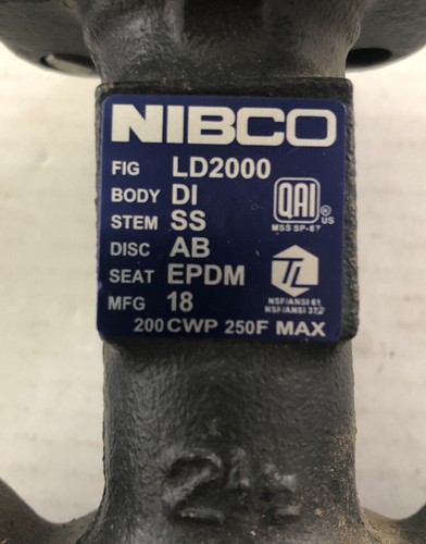 Nibco LD-2000-3 Ductile Iron Butterfly Valve 2-1/2" 200PSI w/ Lever Lock Handle - Picture 2 of 4
