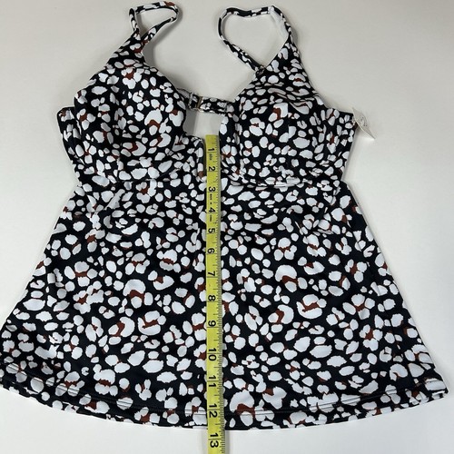 NEW Jessica Simpson Size Medium Swim Tankini Top Leopard Black White Brown #3231 - Picture 5 of 5