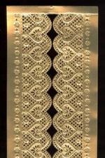 Scrap Die Cut German Dresden Ant.Gold Foil Paper Heart Lace Edging Hearts