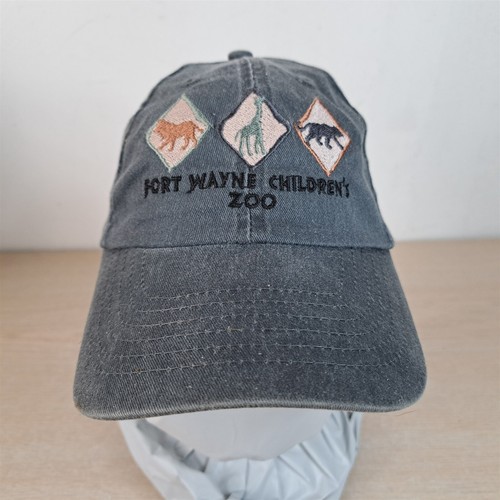 FORT WAYNE CHILDRENS ZOO YOUTH ADJUSTABLE STRAP BASEBALL HAT/CAP, GRAY, INDIANA - Picture 1 of 14