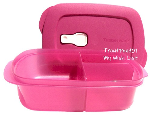 Tupperware Crystalwave Microwave Bowl Rectangle Divided Dish Pink + Purple Mug - Picture 5 of 7