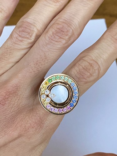 Roberto Coin 18k Rose Gold Diamond Sapphire Verona Rainbow Ring 6.5 🤩 - Picture 8 of 20