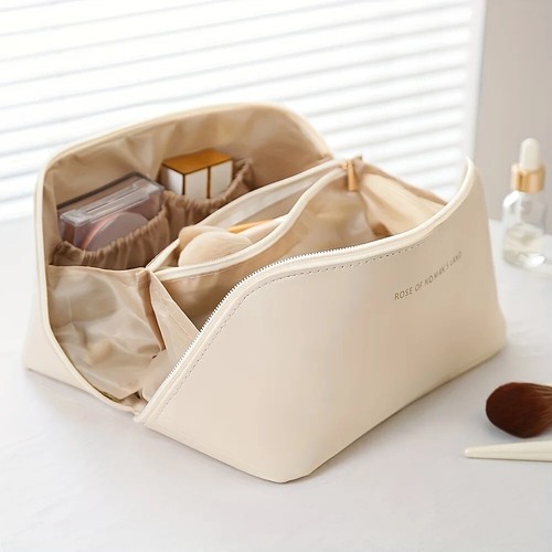 Stylish Makeup Organizer Bag PU Leather Toiletry Case for Travel & Home Storage - Picture 17 of 28