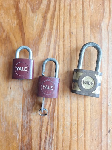 (3) old Vintage  YALE Padlocks  NO KEY Locksmith, Art, Collectors... - Picture 1 of 7