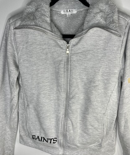 New Orlean Saints WEAR by Erin Andrews Grey Fleece Full Zip Sweater - Picture 8 of 24