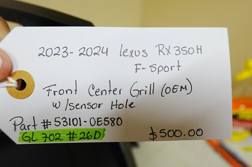 2023-2024 LEXUS RX350H F-SPORT FRONT CENTER GRILLE W/SENSOR HOLES (OEM) - Picture 10 of 10