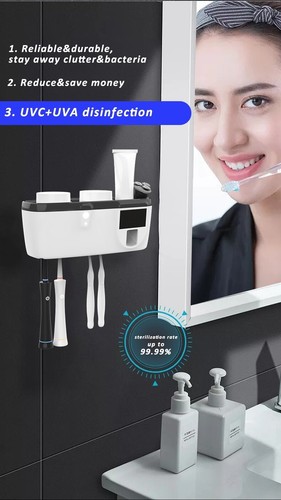 Sterilizzatore UV per spazzolini 4 alloggi batteria ricaricabile energia solare - Imagen 6 de 8