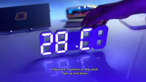 Digital 3D LED Big Wall Desk Alarm Clock Snooze 12/24 Hours Auto Brightness USB - Video 1 of 1