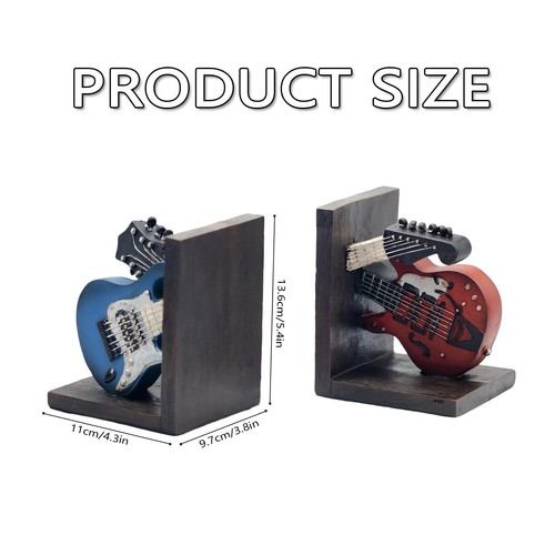 Vintage Guitar Bookends,Book Ends for Shelves,Guitar Music Deluxe Bookshelf D... - Picture 2 of 7