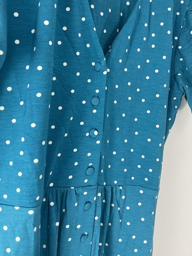 Crew Clothing Dress Women 14 A Line Polka Dot Short Sleeve Blue UK:18 n56 - Picture 2 of 9