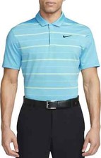 Nike Dri-FIT Tiger Woods Men's Striped Golf Polo Blue Chill Size S L DR5318-416