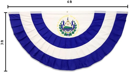 El Salvador 3x6ft Pleated Bunting Salvadorian Half-Circle Bunting Decor Flag - Picture 3 of 5